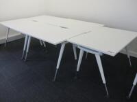 5 x Freestanding Height Adjustable Desks with Sliding Tops & Cable Tidy. Can be used as pods. Size W120 x D80cm.