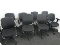 9 x Orangebox Black Hopsack, Multi Adjustable Office Swivel Chairs.