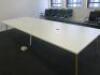 White Melamine Meeting Table on Beech Legs in 2 Sections. Size H73 x W400 x D140cm. - 6