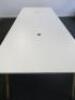 White Melamine Meeting Table on Beech Legs in 2 Sections. Size H73 x W400 x D140cm. - 7