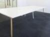 White Melamine Meeting Table on Beech Legs in 2 Sections. Size H73 x W400 x D140cm. - 8