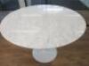 Marble Topped Tulip Style Table on White Metal Base. Size H73 x Dia120cm. - 2