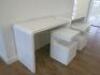 3 x Rounded Top White Wood Console Tables & 2 x White Wood Bedside/Pedestal Units with Draw & Glass Shelf. - 2