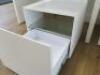 3 x Rounded Top White Wood Console Tables & 2 x White Wood Bedside/Pedestal Units with Draw & Glass Shelf. - 3