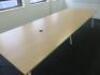 Large Meeting Table in Light Wood, 2 Sections on White Metal Frame. Size W360 x D120cm. - 2