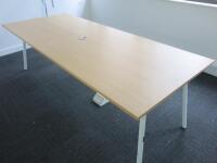 Meeting Table in Light Wood on White Metal Frame. Size W240 x D100cm.
