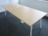 Meeting Table in Light Wood on White Metal Frame. Size W240 x D100cm.