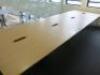 8 Position Beech Top on White Frame Pod Desk with Power Units. Desk Size W130 x D80cm. - 3