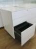 8 x 3 Draw White Metal Pedestals. Size H60 x W39 x D52cm. - 2