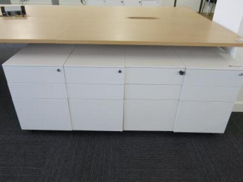 4 x 3 Draw White Metal Pedestals. Size H60 x W39 x D52cm.