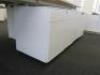 4 x 3 Draw White Metal Pedestals. Size H60 x W39 x D52cm. - 2