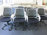 7 x Black & White Swivel Office Chair.