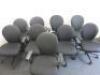 9 x Black Hopsack Multi Adjustable Office Swivel Chairs with Rounded Back. NOTE: 2 missing armrests. - 2