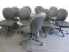 9 x Black Hopsack Multi Adjustable Office Swivel Chairs with Rounded Back. NOTE: 2 missing armrests. - 3