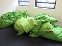 7 x Green Bean Bags XL. NOTE: condition as viewed.