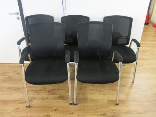7 x Black Meeting/Reception Chairs on Chrome Frame with Lumbar Support.