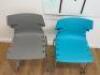 7 x Funky Stacking Chairs in Grey & Turquoise. - 2