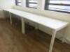 9 x White Melamine Office Desks with 6 x 2 Draw Wooden Pedestals. Desk Size W140 x D80cm, Ped Size H55 x W40 x D52cm - 6