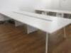 6 Position White Melamine Pod Desk. Size W140 x D75cm.