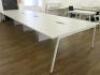 8 Position White Melamine Pod Desk. Size W140 x D75cm. - 2