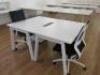 2 x White Melamine Desks with 2 x 2 Draw Metal Pedestals & 2 x Black & White Ergo Office Swivel Chairs. - 2