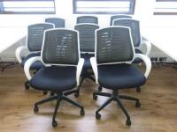 8 x Black & White Office Swivel Chairs.