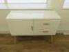 White Wood Console Table with 1 Cabinet & 2 Draws on Beech Wood Base. Size H90 x W116 x D40cm. - 2