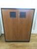 Black Metal 2 Door Cabinet with Walnut Effect Doors. Size H106 x W80 x D45cm. NOTE: cupboard locked, no key.