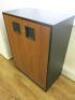 Black Metal 2 Door Cabinet with Walnut Effect Doors. Size H106 x W80 x D45cm. NOTE: cupboard locked, no key. - 3