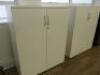 2 x 2 Door White Wood Cupboards with Shelves. Size H120 x W95 x D43cm. - 2