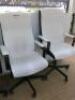 4 x White Faux Leather & Black Material High Back Office Swivel Chairs. - 3