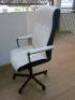 4 x White Faux Leather & Black Material High Back Office Swivel Chairs. - 4