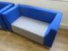 Pair of Triumph Blue & Grey Material 2 Seater Reception Sofas on Chrome Legs. Size H75 x W140 x D70cm. - 4