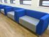 Pair of Triumph Blue & Grey Material 2 Seater Reception Sofas on Chrome Legs. Size H75 x W140 x D70cm. - 3