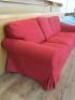 3 Seater Red Material Traditional Style Sofa with Cushion Seating & Back. Size H84 x W220 x D86cm. - 5