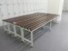 4 x Dark Wood on White Metal Frame Changing Room Benches. Size W200cm. - 3