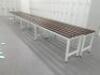 4 x Dark Wood on White Metal Frame Changing Room Benches. Size W200cm. - 2