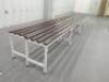 4 x Dark Wood on White Metal Frame Changing Room Benches. Size W200cm. - 3