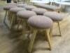 9 x Wooden Stools with Light Brown Padded Seat & 1 x Matching Bench Seat. - 2