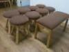 8 x Wooden Stools with Brown Padded Seat & 1 x Matching Bench Seat. - 2