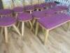 12 x Wooden Stools with Purple Padded Seat & 1 x Matching Bench Seat. - 2