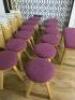 12 x Wooden Stools with Purple Padded Seat & 1 x Matching Bench Seat. - 5