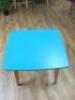 Small Wood Dining Table with Painted Turquoise Top on Wooden Legs & Frame. Size H75 x W80 x D70cm. - 2