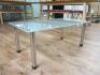 Frosted Glass Top Coffee Table on Chrome Legs. Size H36 x W90 x D50cm.