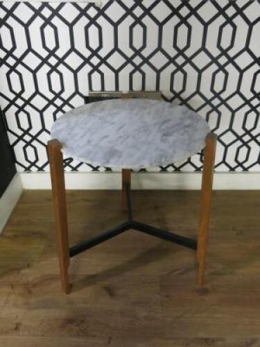 Small Marble Top Side Table in Tri Wood Base. Size H57 x Dia46cm.