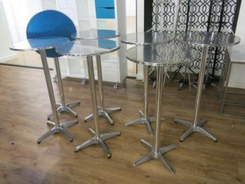 7 x Lightweight Aluminium Fold Up Outdoor High Tables. Size H115 x Dia60cm.