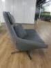 Designer Style Open Fronted Lounge Swivel Chair with Head & Seat Cushion on Chrome Base. - 4