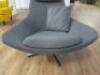 Designer Style Open Fronted Lounge Swivel Chair with Head & Seat Cushion on Chrome Base. - 6