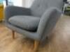 Grey Fabric Bold Armchair with Wood Legs. - 2