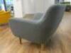 Grey Fabric Bold Armchair with Wood Legs. - 3